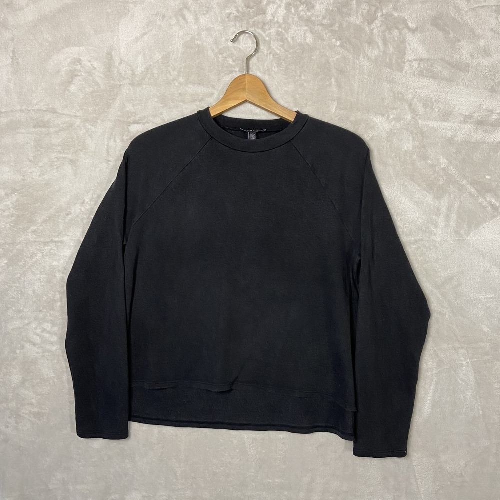 Eileen Fisher Women's SP Soft Black Crewneck Knit Long Sleeve T-shirt Minimal